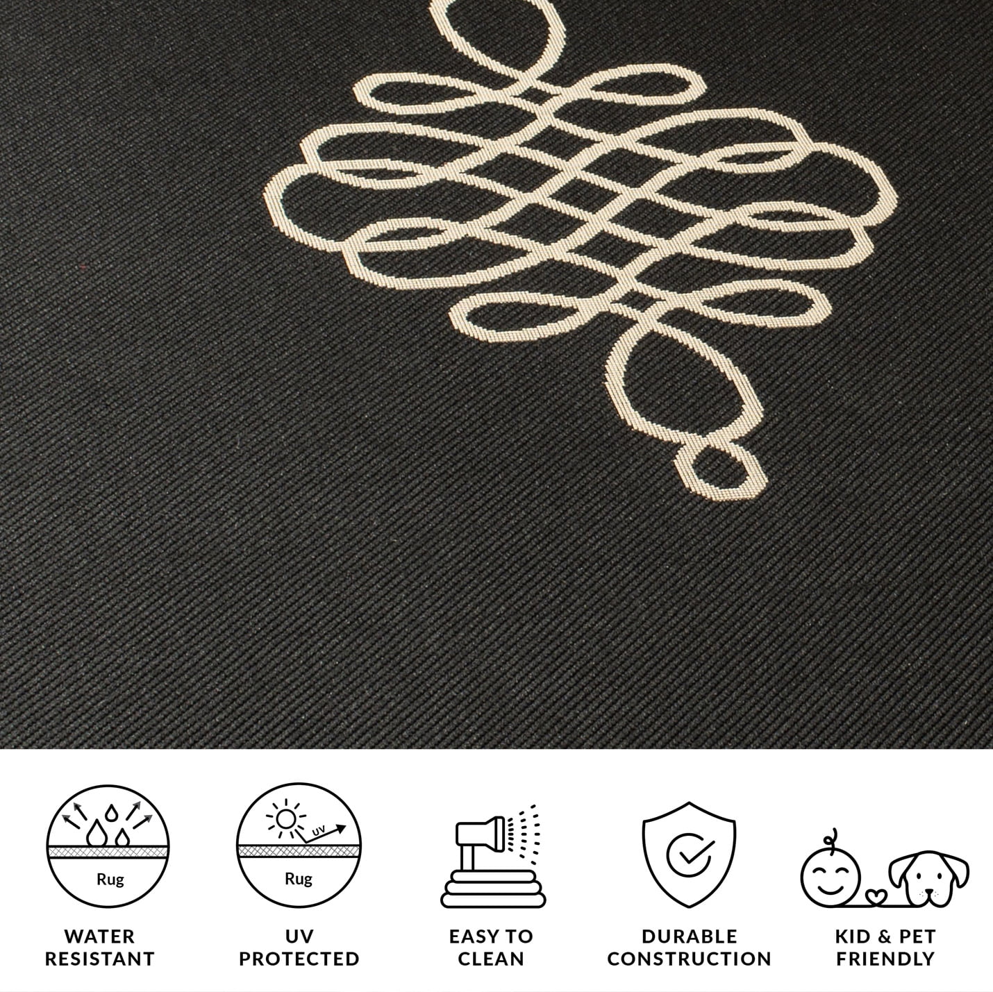 Safavieh Courtyard Andy Medallion Indoor/Outdoor Area Rug, Black/Creme, 4' x 5'7"