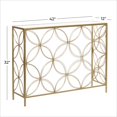 thumbnail image 4 of DecMode 42" x 32" Gold Metal Open Style Quatrefoil Frame Geometric Console Table with Glass Top, 1-Piece, 4 of 13