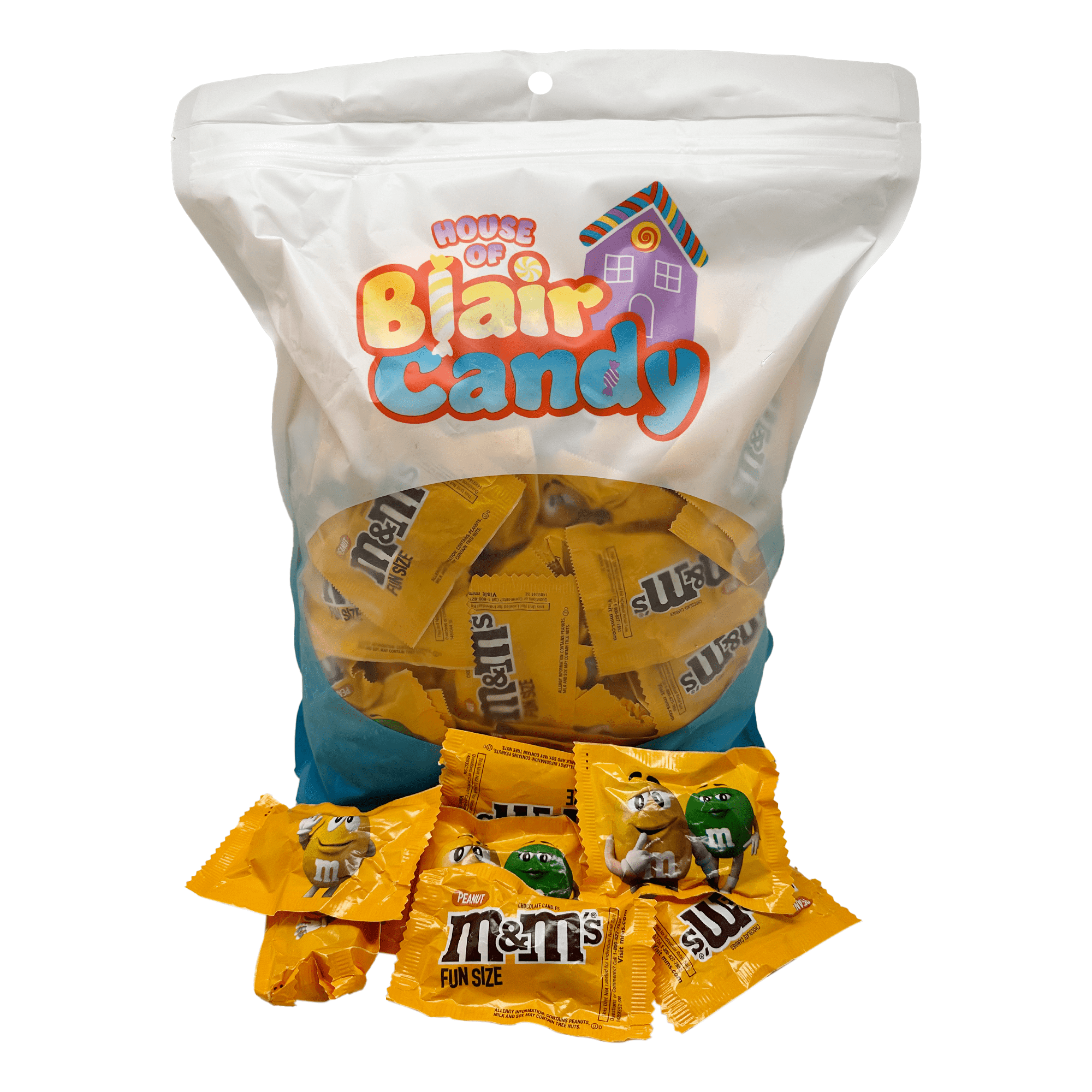Blair Candy│Milk Chocolate Peanut M&Ms Fun Sized Individual Bags - 5 lbs. Resealable Candy Bag
