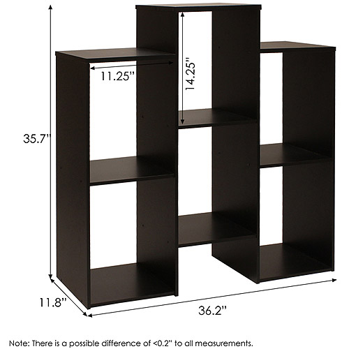 Furinno 12221BK Parsons Staggered Cube Bookcase with 6 Shelves, Black