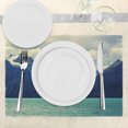 thumbnail image 3 of Ambesonne Mountain Place Mats Set of 4, Northern Norway Harbor, Standard Size, Almond Green Dark Blue, 3 of 6