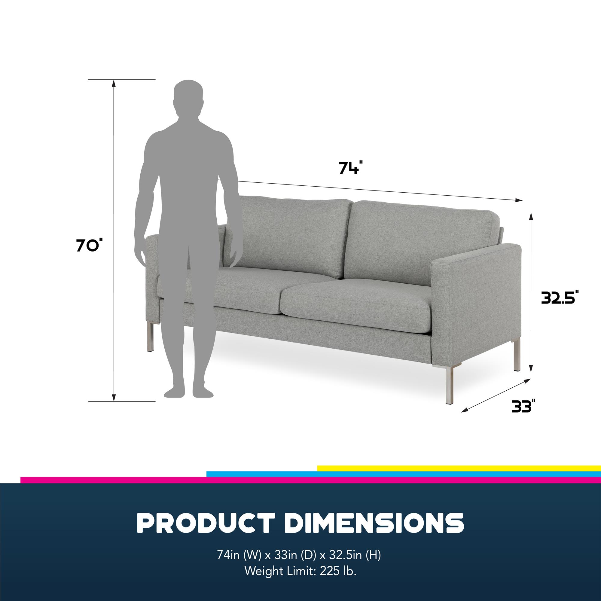 DHP Lexington Modern Sofa & Couch, Living Room Furniture, Gray Linen - image 8 of 15