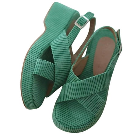 

Holiday Savings Deals! Kukoosong Sandals Women Flat Shoes Beach Sandals Summer Non-Slip Causal Slippers Wedge Sandals for Women Green 43