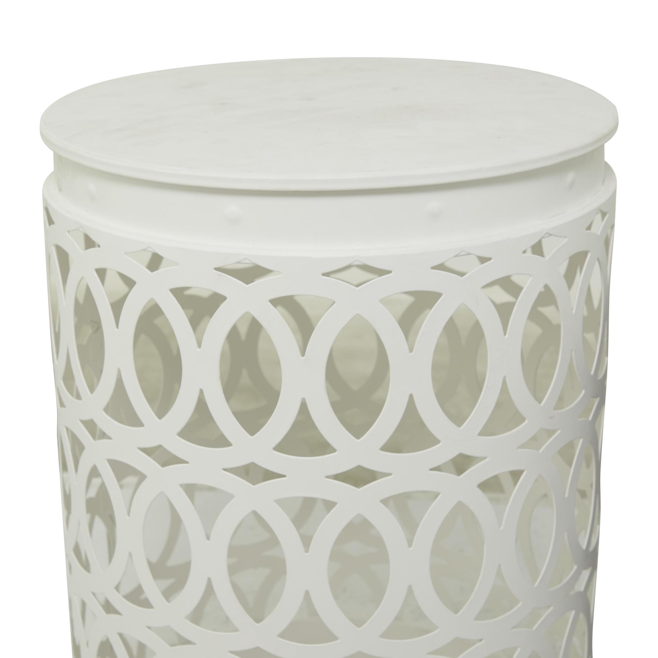 DecMode 16" x 23" Gray Metal Indoor Outdoor Nesting Geometric Accent Table with Cutout Circle Pattern, 3-Pieces