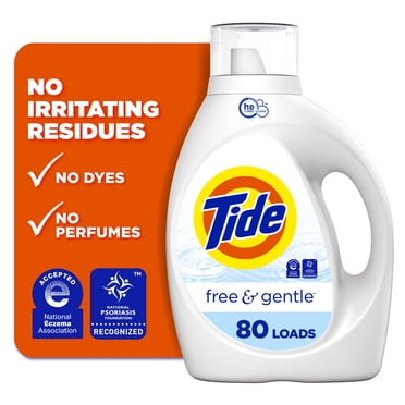 Tide Free & Gentle Liquid Laundry Detergent, 80 Loads, 105 fl oz