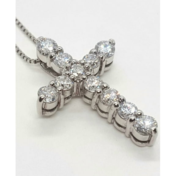 2 Ct Diamond Cross Pendant Women's Anniversary Necklace Chain 14K White Gold Finish