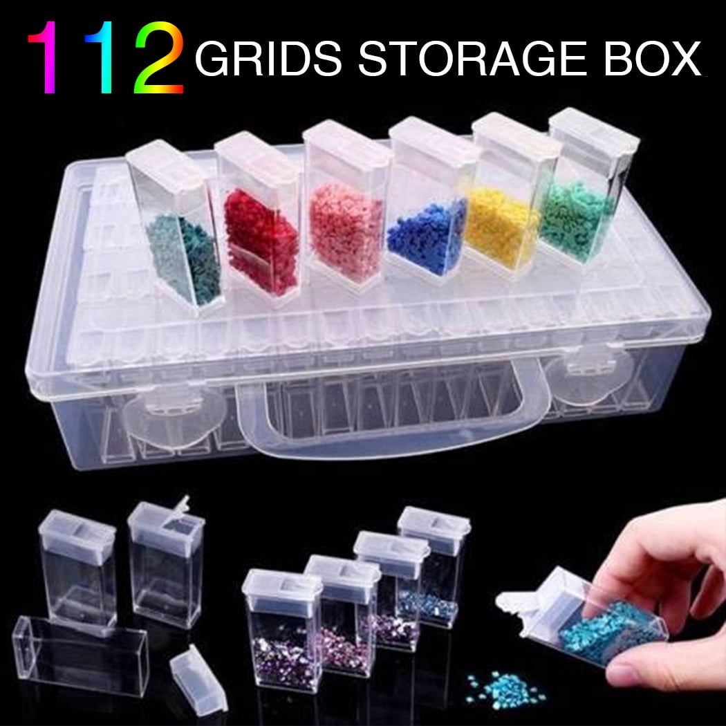 15 Slots Diamond Embroidery Box Diamond Painting Accessory Storage Case Container DIY Art Craft Jewelry Beads Sewing Pills Organizer Holder Clear Plastic Beads Cross Stitch Zipper Storage Bag Boxes 