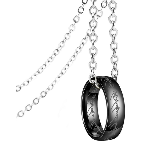 LAICAIW Engraved Gold Tone The Ring Pendant Lord of The Ring Hobbit Pendant Necklace for Fans Cosplay Costume Jewelry