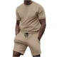 thumbnail image 1 of Conjunto de Pantalones de Dos Piezas de Color Sólido Casual de Manga Corta de los Hombres Camiseta Y Pantalones de Playa con Bolsillos Verano, 1 of 5