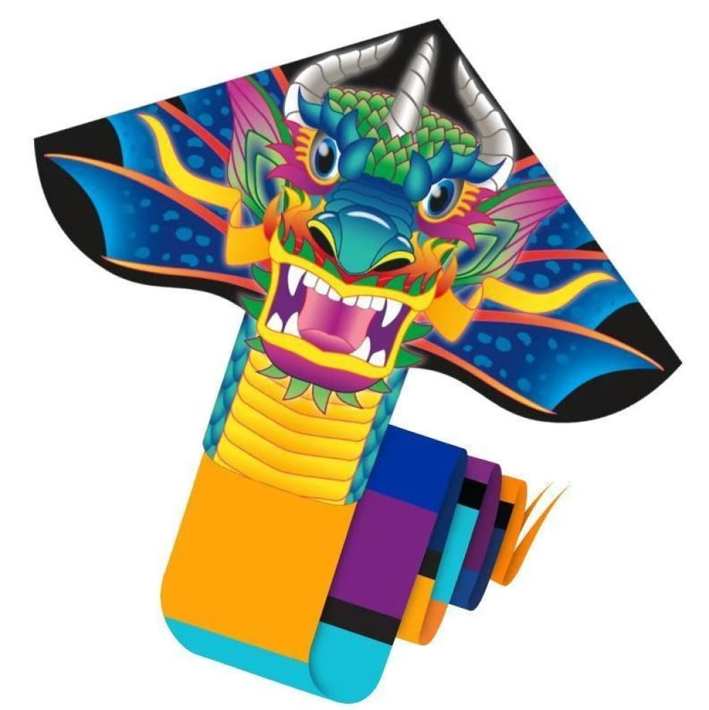 WindNSun Delta XLT Kite 10 Foot Tails, Handle, Line Included (Dragon