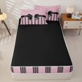 thumbnail image 4 of Manfei Dreamy Princess Bows Zipper Twin Comforter Sets with Fitted Sheet and 2 Pillowcases,Geometric Geometric Lines Zipper Bedding Set,Black Reversible,4pcs, 4 of 7