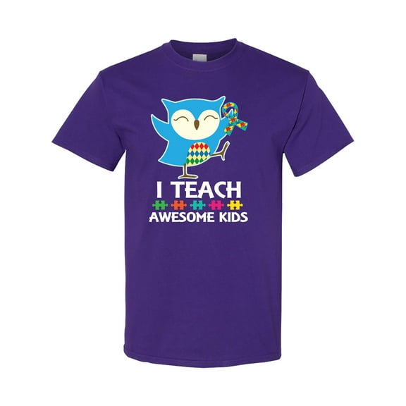 Inktastic Autism Teacher Owl I Teach Awesome Kids T-Shirt