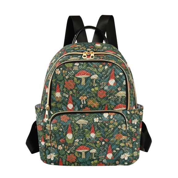FORMRS Mini Backpack Purse for Women Quilted Travel Daypack Casual Shoulder Bag, Forest Mushroom Pattern