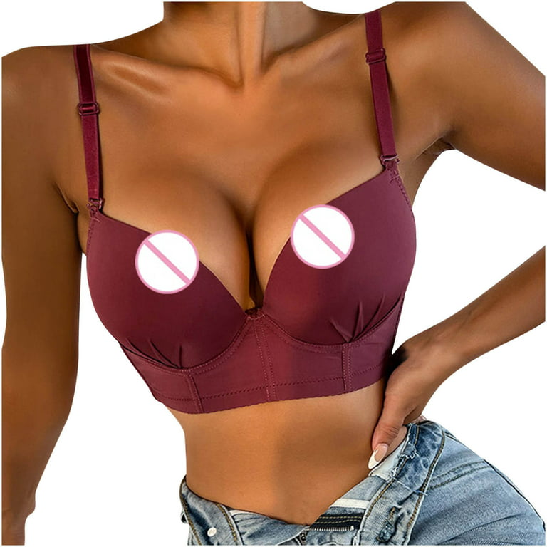 BELLZELY Bras for Women Plus Size Clearance Woman Cute Breast-receiving Bra  without Steel Rings Cute Vest Lingerie Underwear 