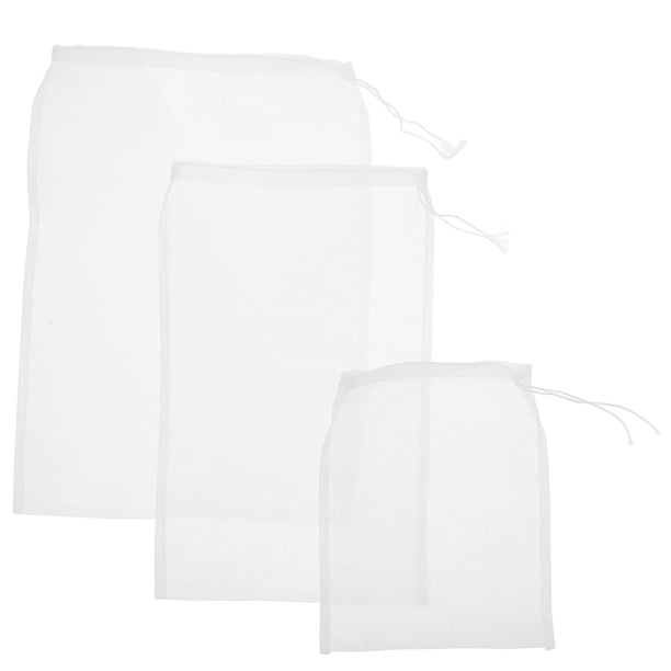 3 bolsas de leche de nuez, bolsas de medios, colador de jugo, bolsa de malla extrafina, filtro de red de nailon reutilizable para acuario, bolsas con cordón para bolsa de filtro de resinas extrafinas