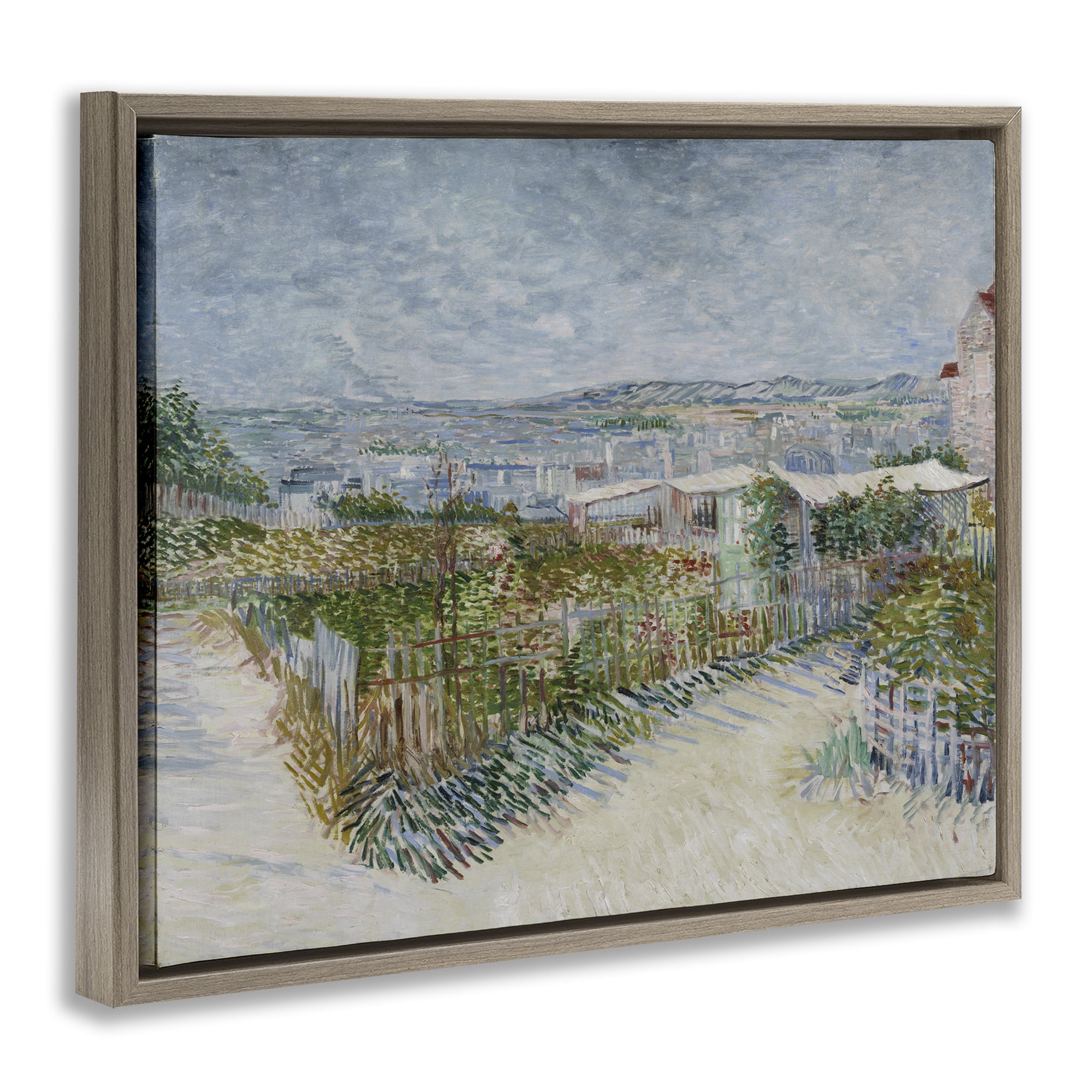 Stupell Industries Van Gogh Monmarte Landscape Landscape & Nature Painting Brown Floater Framed Canvas Art Print Wall Art, 31 x 25