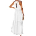 thumbnail image 4 of Womens Summer Sleeveless Dresses Halter Tie Back Ruffled Tiered Maxi Dress Swing Long Dress with Pockets, 4 of 7
