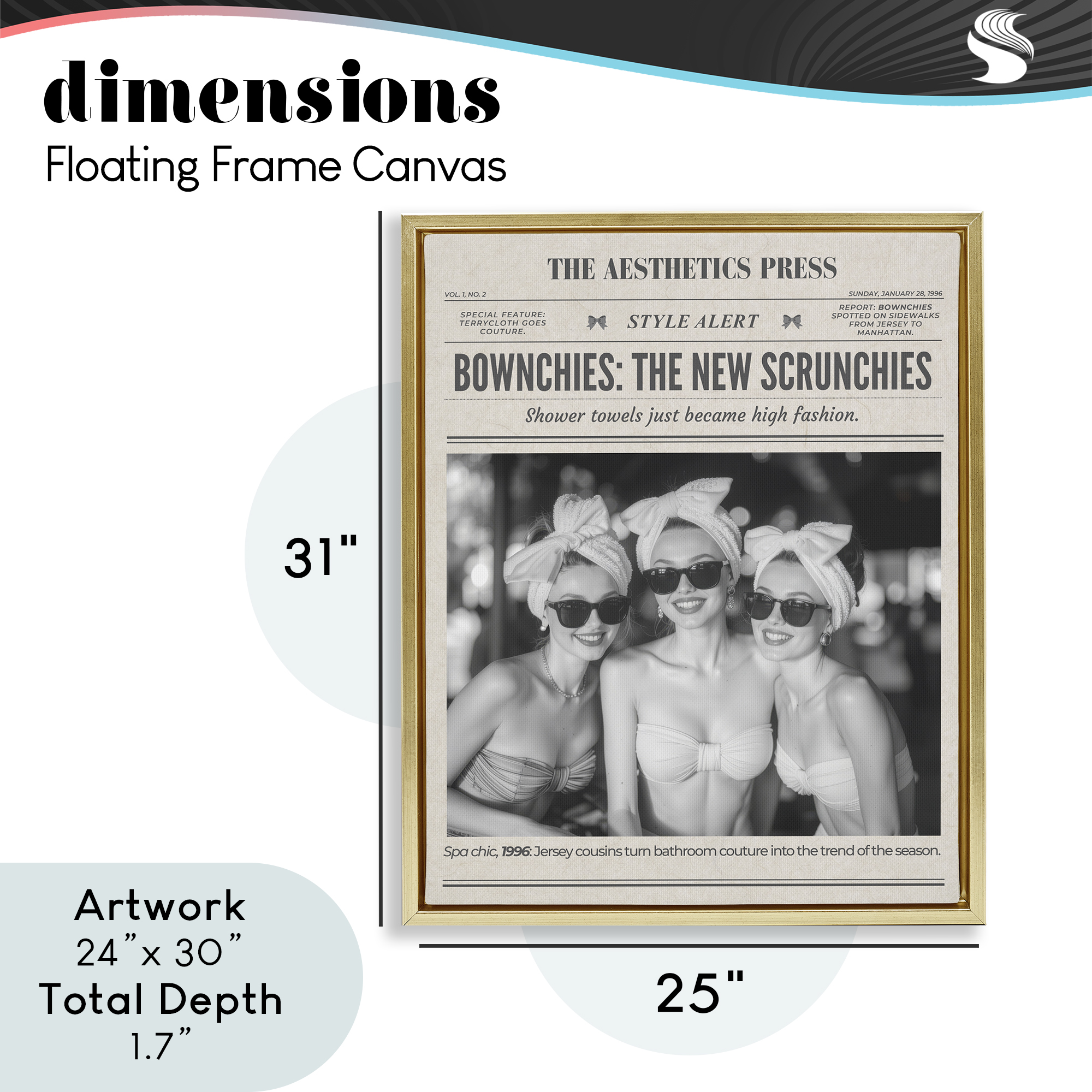 The Aesthetics Press Magazine Gold Framed Floater Canvas Wall Art, design by A Barefoot Stylist