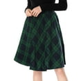 thumbnail image 5 of MODA NOVA Junior's Plaids Elastic Waist Knee Length Worsted A Line Skirt, 5 of 6