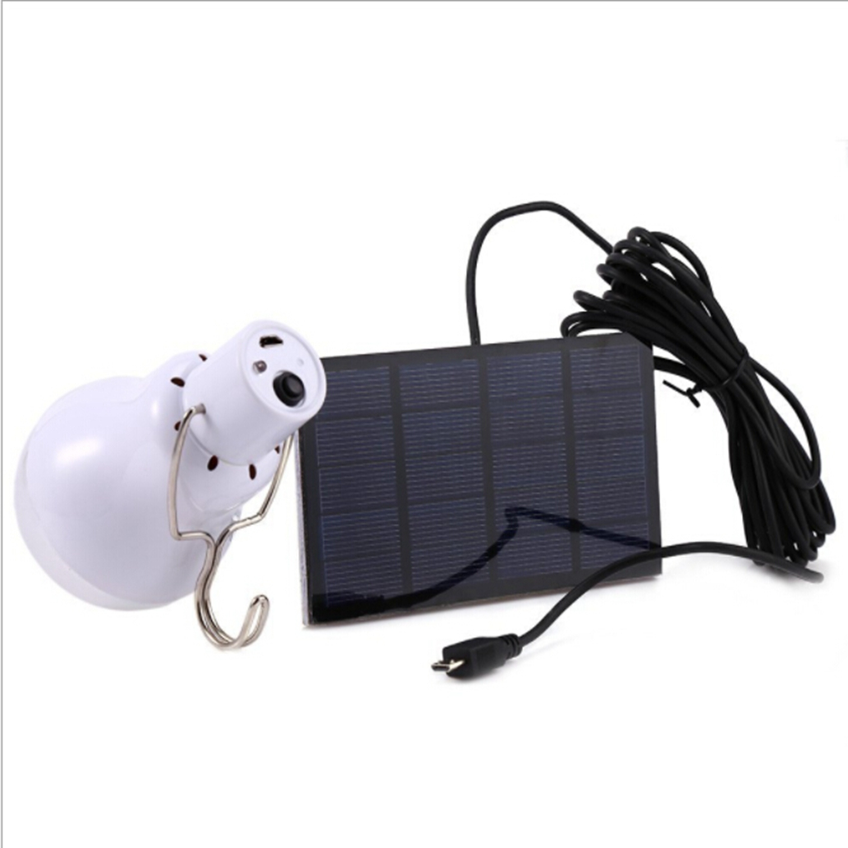2X Solar Panel Powered LED Bulb Light Portable Outdoor Camping Tent Energy Lamp 15W