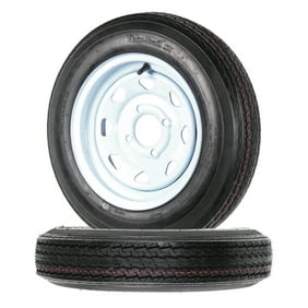 Two Trailer Tires On Rims 4.80-12 480-12 4.80 X 12 LRB 4Lug Wheel White Spoke