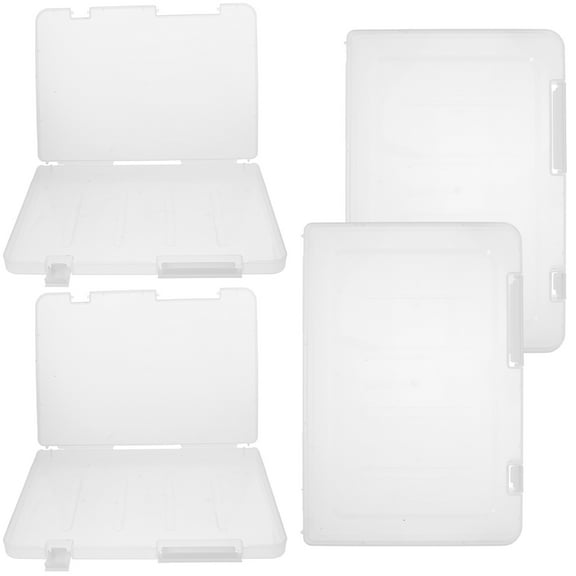 HEMOTON  4 Pcs File Portable Project Case Storage Boxes Bins Files Office White