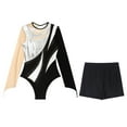 thumbnail image 3 of TiaoBug Gymnastics Biketard Leotards for Women Metallic Long Sleeve Dance Bodysuit with Shorts Silver M, 3 of 5