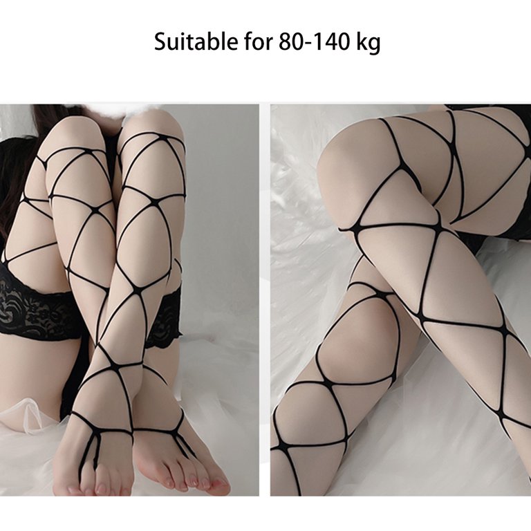 2pcs Glow In The Dark Fishnet Stockings,women Sexy Fishnet Tights Thigh  High Stocking