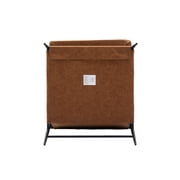 Guyou Modern Accent Chair, Upholstered Faux Leather Reading Armchair with Metal Legs, Casual Living Room Chair with Removable Cushion and Backrest for Living Room Bedroom Study, Brown