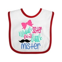 Inktastic Middle Sister to a Little Mister Girls Baby Bib