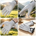 thumbnail image 4 of YLOHUIL Work Gloves, Leather Gardening Gloves for Men Women, Thorn Proof Breathable Cowhide Gloves for Construction Driving and Yard Work, One Size Protective Gloves, 4 of 8