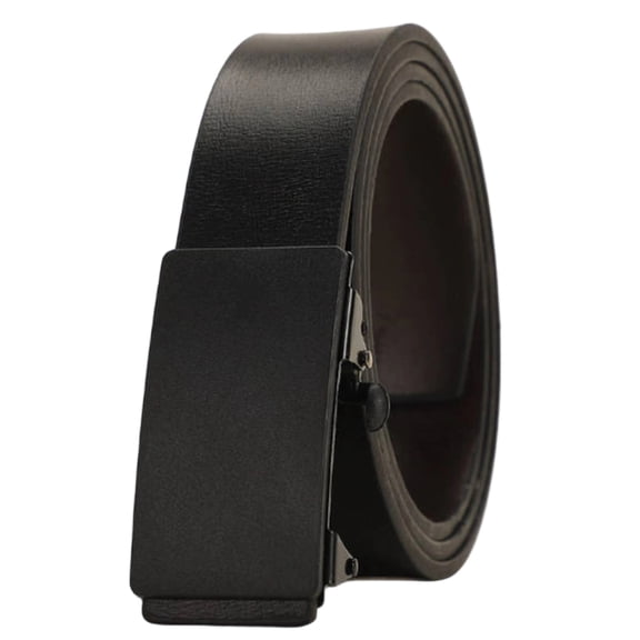 Jessboyy Men's Classic Ratchet Belt Faux Leather Automatic Buckle Smooth Sliding Adjustable Dress Belt for Work Casual Black,XL