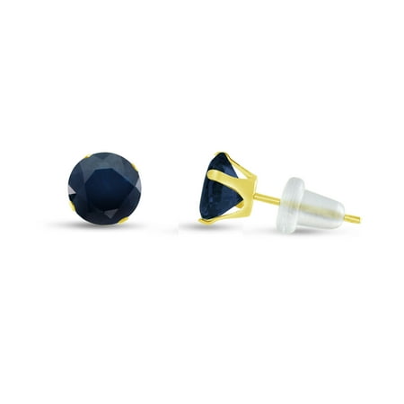 - Round 5mm 10k Yellow Gold Genuine Smokey Quartz Stud Earrings, June Birthstone, (0.8 cttw)