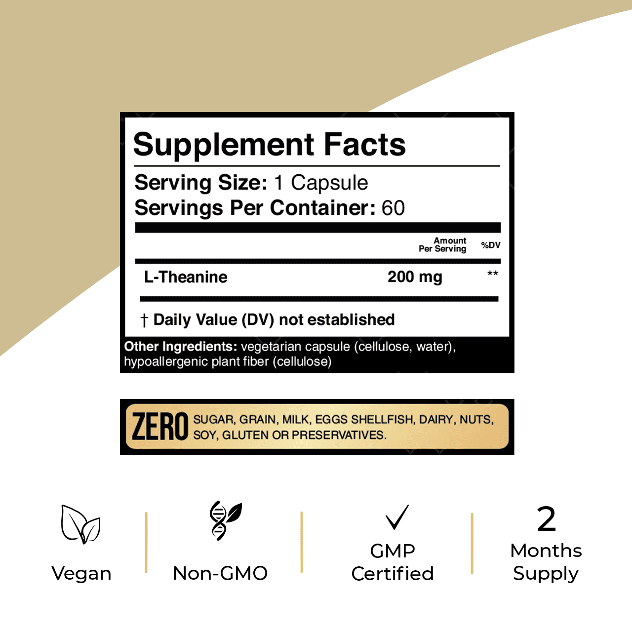 Gflow Vitamins L-Theanine 200 mg in vegetable capsules for relaxation and focus | Made in the USA