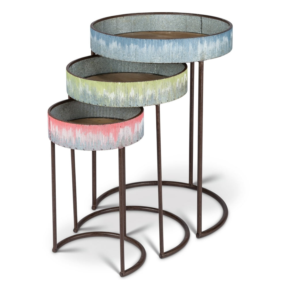 Vintage, Nested Side Tables with HalfMoon Metal Base Legs in Assorted