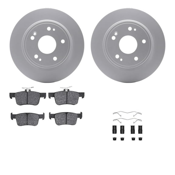 Dynamic Friction Company Rear Geospec Brake Rotors with 5000 Advanced Brake Pads includes Hardware 4512-59208