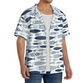 thumbnail image 2 of Pofeuu Blue Fish Print Mens Casual Short Sleeve Shirts Beach Summer Spread Collar Pocket Tops Men's Casual Short-sleeved Shirt-Large, 2 of 5