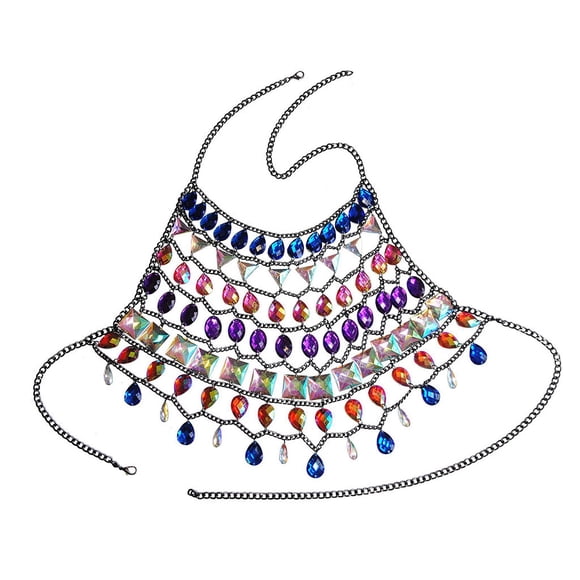 Cadena de sujetador con diamantes de imitación, cadena de bikini sin espalda, única para mujeres y niñas, joyería para presentaciones en escenario,