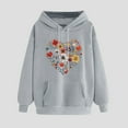 thumbnail image 2 of FamilyThread Womens Pullover Hoodie Fashionable Long Sleeve Sweatshirts Floral Heart Graphic Casual Tunic Tops Kangaroo Pocket Shirts, 2 of 3