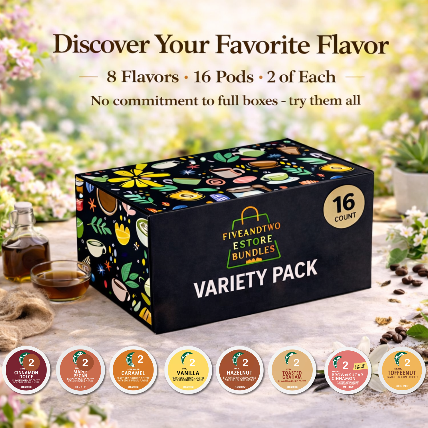 Starbucks Flavored Coffee K Cups Variety Pack – 16 Count – Includes Cinnamon Dolce, Vanilla, Hazelnut, Caramel & More – KCups Starbucks Gift Set – Single-Serve Coffee Capsules & Pods