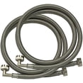 thumbnail image 2 of 48378 Braided Stainless Steel Washing Machine Hoses with 90 Degree Elbow, 3/4 inch FHT, 6 Ft, 2 Pack$$Tools & Hardware Other, 2 of 4