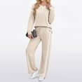 thumbnail image 5 of WTOBBY Women's Casual Long Sleeve Solid Color Blocked Hoodie with Wide Leg Pants Two Piece Set, Fashion Lounge Wear Tracksuit for Everyday Comfort and Street Style Outfit,Beige L, 5 of 8