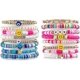 thumbnail image 1 of Preppy Heishi Pulseras Set Colorido Oro Blanco Sonrisa Corazón Estrella Mal de Ojo Con Cuentas Arcilla Polimérica Perla Apilable Encanto Y2k Kidcore Verano Playa Bohemio, 1 of 5