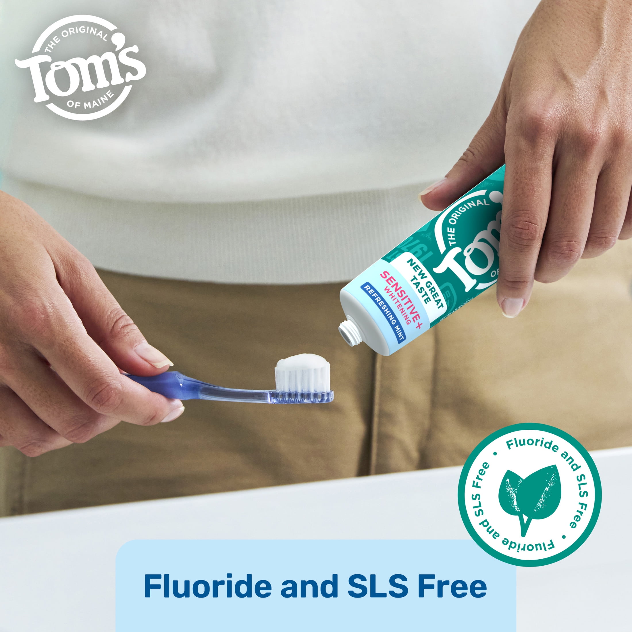 (2 pack) Tom’s of Maine Sensitive Plus Whitening Fluoride Free Toothpaste, Refreshing Mint, 4.5 oz