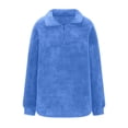 thumbnail image 6 of DHFJKG Women's Quarter Zip Fuzzy Sweatshirts Windproof Solid Color Long Sleeve Stand Collar Loose Fit Pullover Thickened Cozy Jumper Tops, 6 of 8