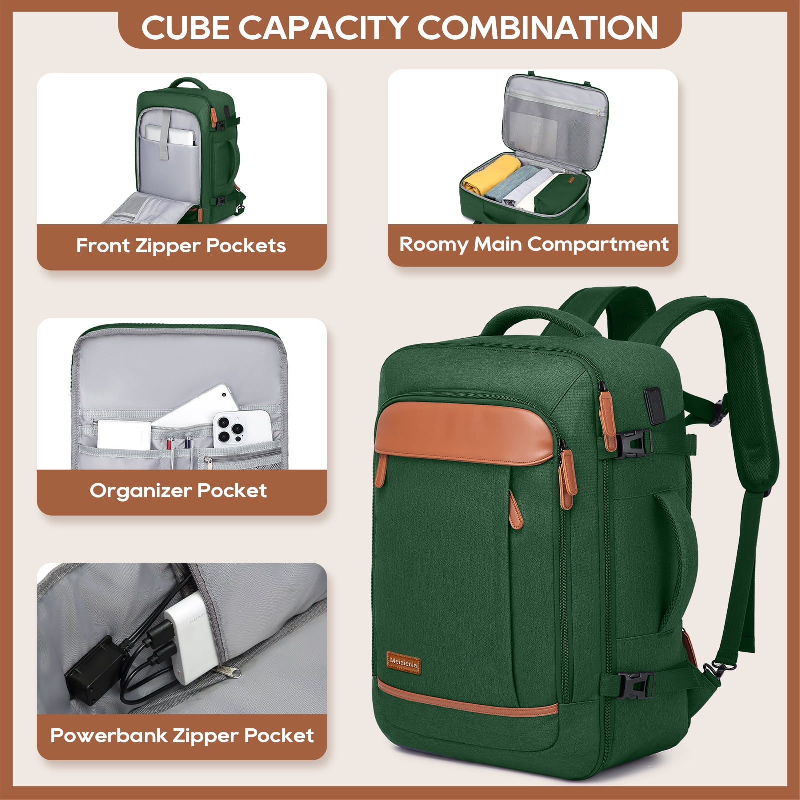 Joyway 2-Piece Travel Backpack Set Airline-Approved Waterproof Carry-On Luggage with USB Charging Port Comfortable Straps & Matching Toiletry Bag