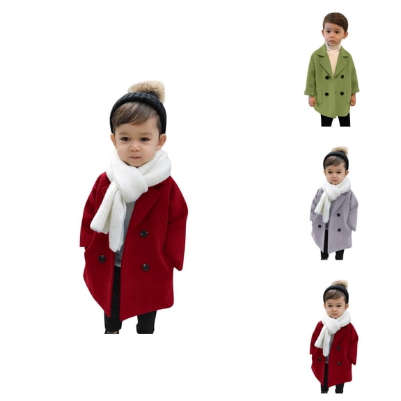 Boys Coat Boys Winter Coat Plaid Wool Trench Notched Collar for Toddler Kids Elegant