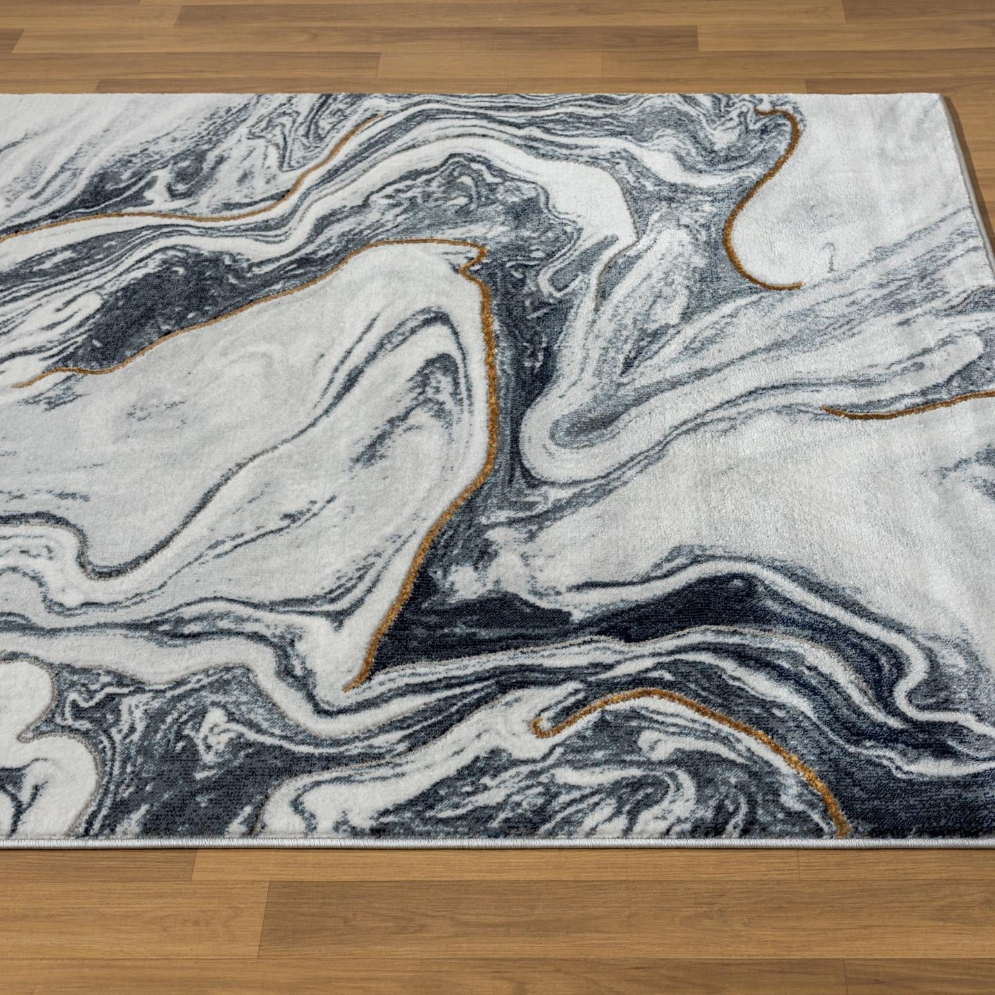Luxe Weavers Marble Abstract Blue 2x7 Area Rug Indoor Area Rug for Living Rooms