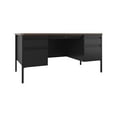 thumbnail image 7 of Lorell Fortress Series Walnut Top Teacher's Desk 60" x 30" x 29.5" - Box Drawer(s), File Drawer(s) - Double Pedestal - T-mold Edge - Material: Steel Frame - Finish: Black Frame, Walnut Laminate Surfac, 7 of 7
