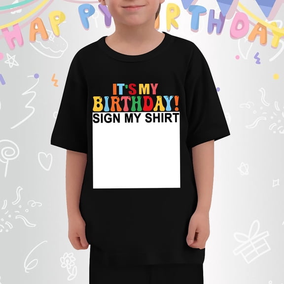 Boys T shirts Short Sleeve Crewneck Birthday Theme Print Graphic Tees Casual Comfortable Kids T Shirts Size 3-4Y
